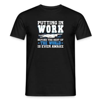 Mettre du travail avant le reste du monde est - T-shirt homme - noir - Devant - AI Model Male 178 light (178cm)