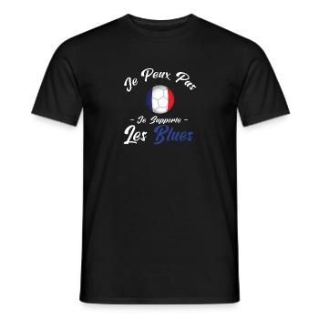 je peux pas , je supporte les bleus. France - T-shirt homme - noir - Devant - AI Model Male 178 light (178cm)