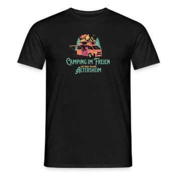 Camping Im Freien Ist Das Bessere Altersheim - Männer T-Shirt - Schwarz - Vorne - AI Model Male 178 light (178cm)
