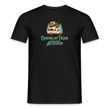 Camping Im Freien Ist Das Bessere Altersheim - Männer T-Shirt - Schwarz - Vorne - AI Model Male 178 light (178cm)