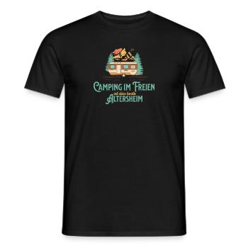 Camping Im Freien Ist Das Bessere Altersheim - Männer T-Shirt - Schwarz - Vorne - AI Model Male 178 light (178cm)