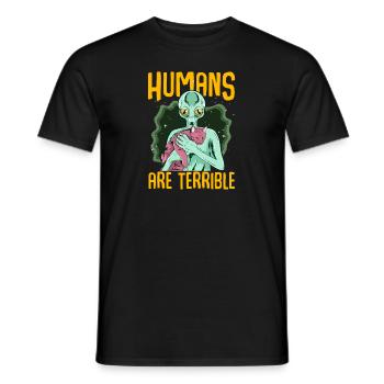 Lustiges Alien UFO Area 51 und Katzen Liebhaber - Männer T-Shirt - Schwarz - Vorne - AI Model Male 178 light (178cm)