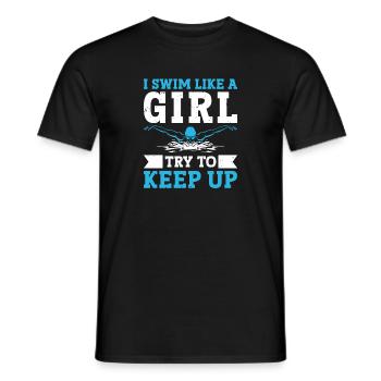 Schimmer Schwimmen Je nage comme une fille J’essaie de garder - T-shirt homme - noir - Devant - AI Model Male 178 light (178cm)