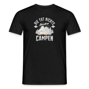 Die tut nichts die will nur Campen Wohnmobil - Männer T-Shirt - Schwarz - Vorne - AI Model Male 178 light (178cm)