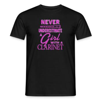Never Underestimate A Girl With A Clarinet Retro - Männer T-Shirt - Schwarz - Vorne - AI Model Male 178 light (178cm)
