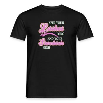 Gardez vos cils longs et vos normes élevées drôles - T-shirt homme - noir - Devant - AI Model Male 178 light (178cm)