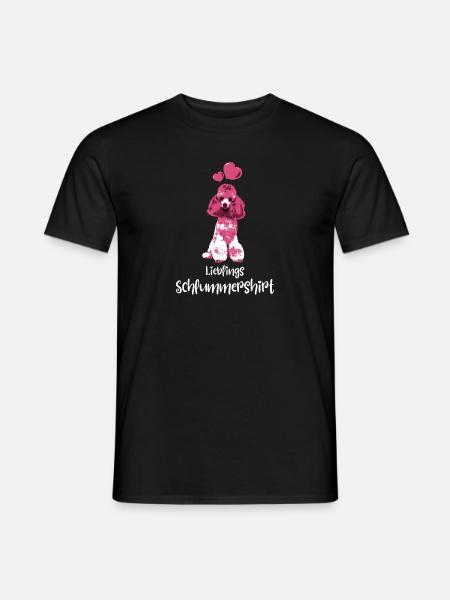 Lieblings Schlummershirt mit Pudel Herz Hundemotiv - Männer T-Shirt - Schwarz
