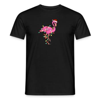 Christmas Animal Flamingo Light Chain Beanie - Men's T-Shirt - black - Front - AI Model Male 178 light (178cm)