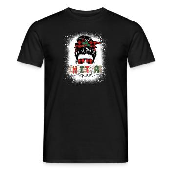 Christmas Squad Xmas Buffalo Plaid Women Messy Bun - Men's T-Shirt - black - Front - AI Model Male 178 light (178cm)