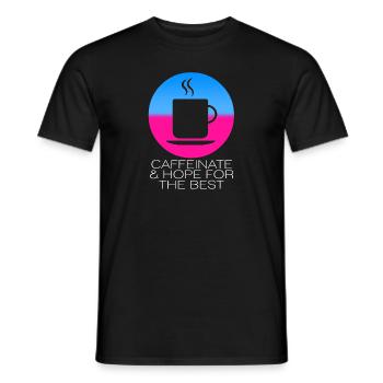 Caffeinate & Hope For The Best Coffee Lover Vapor - Men's T-Shirt - black - Front - AI Model Male 178 light (178cm)