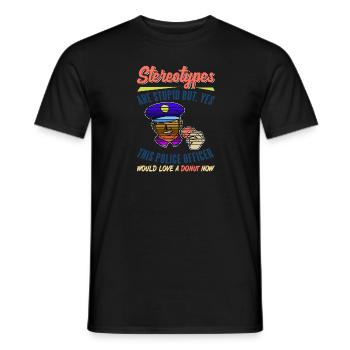 Ce policier aime un beignet drôle de stéréotypes - T-shirt homme - noir - Devant - AI Model Male 178 light (178cm)