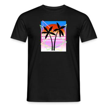 Cool Retro Palm Tree Island Vapor Wave Designs - Men's T-Shirt - black - Front - AI Model Male 178 light (178cm)