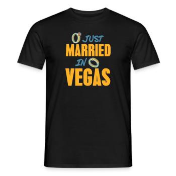 Just Married In VEGAS Cool Retro Vegas Wedding - Men's T-Shirt - black - Front - AI Model Male 178 light (178cm)