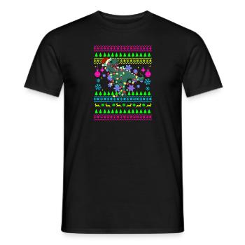 Funny Christmas Outfit Ugly Christmas T-Rex - Men's T-Shirt - black - Front - AI Model Male 178 light (178cm)