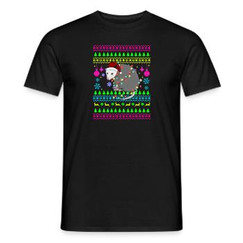 Funny Christmas Outfit Ugly Christmas Opossum - Men's T-Shirt - black - Front - AI Model Male 178 light (178cm)