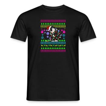 Funny Christmas Outfit Ugly Christmas Cat - Men's T-Shirt - black - Front - AI Model Male 178 light (178cm)