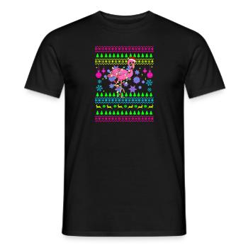 Funny Christmas Outfit Ugly Christmas Flamingo - Men's T-Shirt - black - Front - AI Model Male 178 light (178cm)