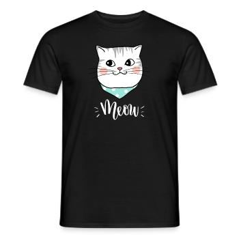 Mignon Kawaii drôle de chat disant miaulement - T-shirt homme - noir - Devant - AI Model Male 178 light (178cm)