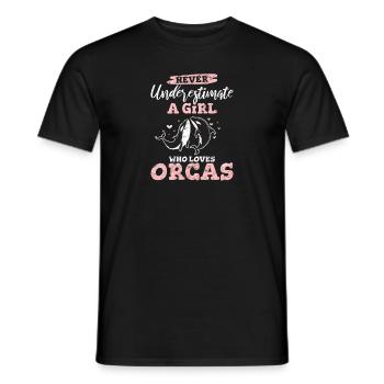 Fille qui aime les orques Baleine Enfants Filles Orque Baleine C - T-shirt homme - noir - Devant - AI Model Male 178 light (178cm)