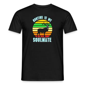 Hunting Is My Soulmate Retro Hunter Designs - Männer T-Shirt - Schwarz - Vorne - AI Model Male 178 light (178cm)