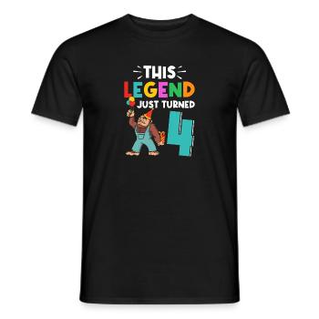 Bigfoot Party Supplies This Legend Just Turned 4 - Men's T-Shirt - black - Front - AI Model Male 178 light (178cm)