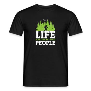 Bigfoot Sasquatch La vie est meilleure sans les gens - T-shirt homme - noir - Devant - AI Model Male 178 light (178cm)