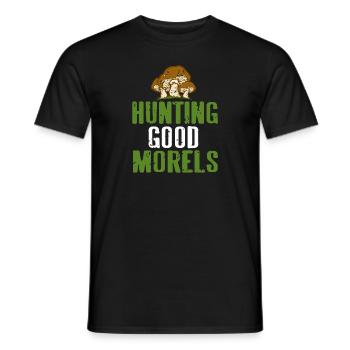 Hunting Good Morels Retro Funny Mushroom Hunting - Men's T-Shirt - black - Front - AI Model Male 178 light (178cm)