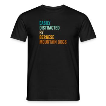 Facilement distrait par les bouviers bernois - T-shirt homme - noir - Devant - AI Model Male 178 light (178cm)
