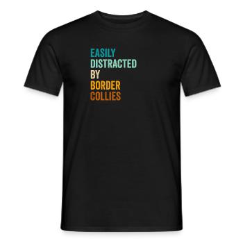 Facilement distrait par les Border Collies - T-shirt homme - noir - Devant - AI Model Male 178 light (178cm)