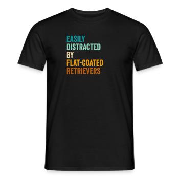 Easily Distracted By Flat-Coated Retrievers - Men's T-Shirt - black - Front - AI Model Male 178 light (178cm)
