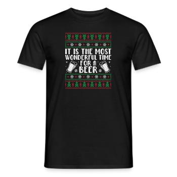 Christmas Beer Beer Christmas Funny Beer Glass - Men's T-Shirt - black - Front - AI Model Male 178 light (178cm)