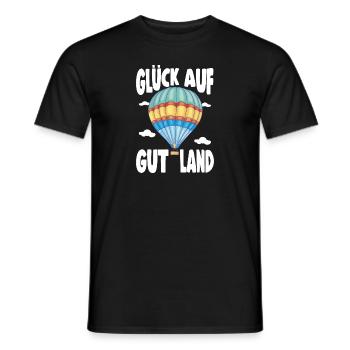 Ballonfahrer Spruch Glück Auf Gut Land Geschenk - Männer T-Shirt - Schwarz - Vorne - AI Model Male 178 light (178cm)
