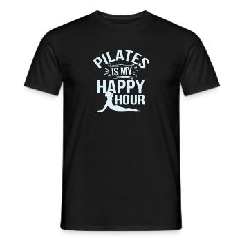 Pilates Is My Happy Hour Fitness Exercise - Men's T-Shirt - black - Front - AI Model Male 178 light (178cm)