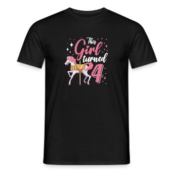Karussell-geburtstagsfeier Dieses Mädchen Wurde 4 - Männer T-Shirt - Schwarz - Vorne - AI Model Male 178 light (178cm)