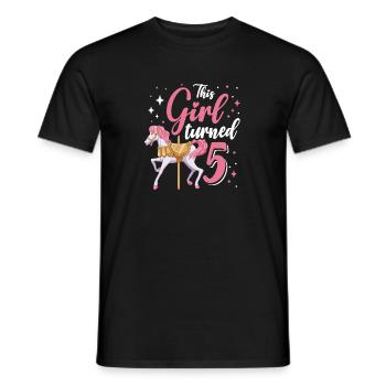 Karussell-geburtstagsfeier Dieses Mädchen Wurde 5 - Männer T-Shirt - Schwarz - Vorne - AI Model Male 178 light (178cm)
