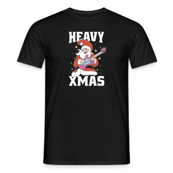 Heavy Xmas Metal Santa playing Guitar - Men's T-Shirt - black - Front - AI Model Male 178 light (178cm)