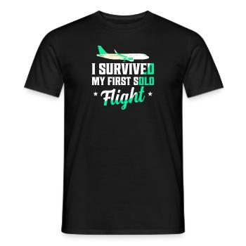 J’ai survécu à mon premier pilote en vol solo - T-shirt homme - noir - Devant - AI Model Male 178 light (178cm)