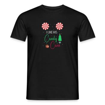 I Like His Candy Cane Funny Christmas Couples - Männer T-Shirt - Schwarz - Vorne - AI Model Male 178 light (178cm)