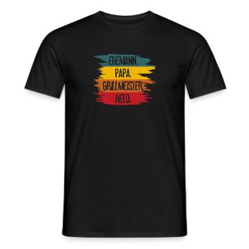 Ehemann Papa Grillmeister - Männer T-Shirt - Schwarz - Vorne - AI Model Male 178 light (178cm)
