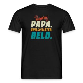 Ehemann Papa Grillmeister - Männer T-Shirt - Schwarz - Vorne - AI Model Male 178 light (178cm)