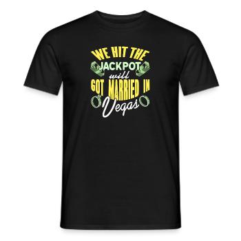 We Hit The Jackpot Will Got Married In Vegas - Men's T-Shirt - black - Front - AI Model Male 178 light (178cm)