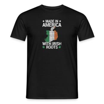 USA Irland Flagge Heritage Made in America mit - Männer T-Shirt - Schwarz - Vorne - AI Model Male 178 light (178cm)