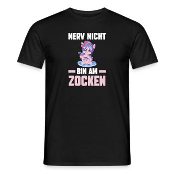 Nerv Nicht Bin Am Zocken Einhorn Gamer - Männer T-Shirt - Schwarz - Vorne - AI Model Male 178 light (178cm)