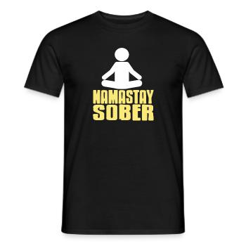 Namastay Sober Retro Funny Yoga Designs - Männer T-Shirt - Schwarz - Vorne - AI Model Male 178 light (178cm)