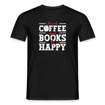 Drinking coffee, reading books, being happy - Men's T-Shirt - black - Front - AI Model Male 178 light (178cm)