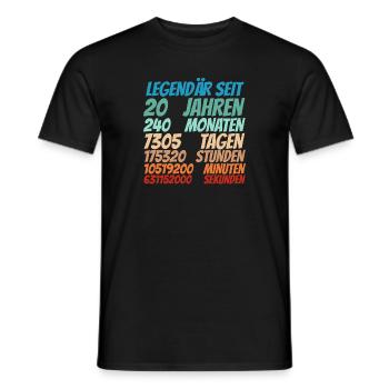 Legendär seit 20 Jahre alt 20. Geburtstag Frauen - Männer T-Shirt - Schwarz - Vorne - AI Model Male 178 light (178cm)