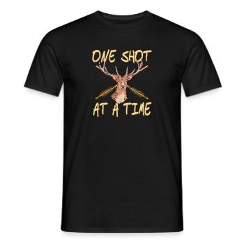 One Shot At A Time Retro Game Archery Hunting - Men's T-Shirt - black - Front - AI Model Male 178 light (178cm)