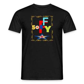 50 years birthday - tripple star cinquante ans - T-shirt homme - noir - Devant - AI Model Male 178 light (178cm)