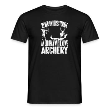 Never Underestimate An Old Man Who Knows Archery - Men's T-Shirt - black - Front - AI Model Male 178 light (178cm)
