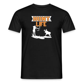 Hunt Life Retro Vintage Archery Hunting T-Shirt - Men's T-Shirt - black - Front - AI Model Male 178 light (178cm)